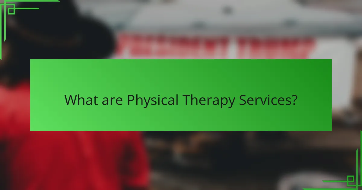 What are Physical Therapy Services?
