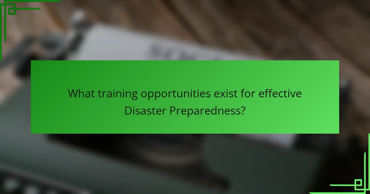 What training opportunities exist for effective Disaster Preparedness?