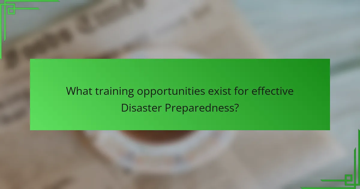 What training opportunities exist for effective Disaster Preparedness?